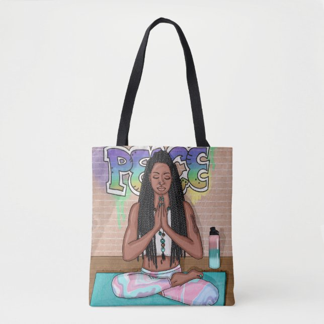 Bolso De Tela Arte urbano | Bonito Mujer haciendo meditación (Anverso)