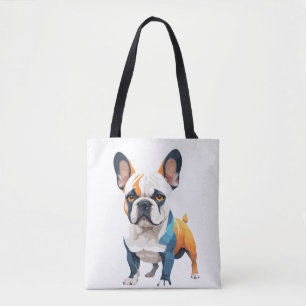Bolso De Tela Arte vector de Bulldog francés con colores vibrant