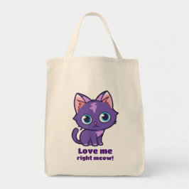 Bolso De Tela Arte vector de gato de anime púrpura