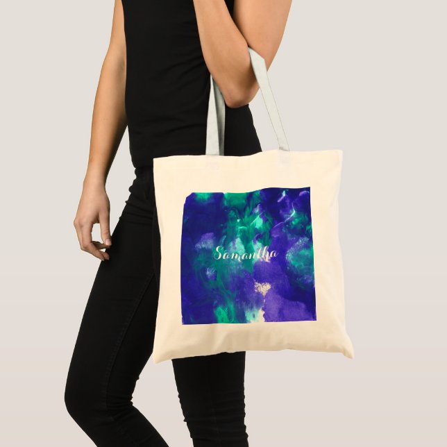 Bolso De Tela Arte Verde Y Púrpura (Anverso (producto))