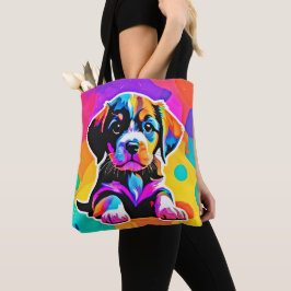 Bolso De Tela Arte vibrante de cachorro