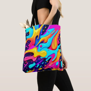 Bolso De Tela Arte vibrante de caos de color