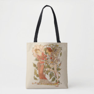 Bolso De Tela Arte Victoriano Antiguo, Rosa de Walter Crane