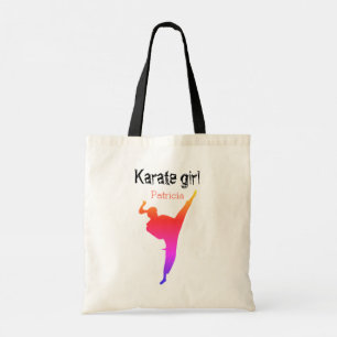 Bolso De Tela Artes marciales Karate Chica Silhouette Cute Moder