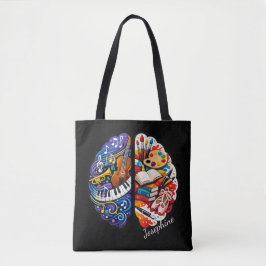 Bolso De Tela Artes y Música Cerebral Creativa Personalizada Nom