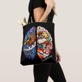 Bolso De Tela Artes y Música Cerebral Creativa Personalizada Nom