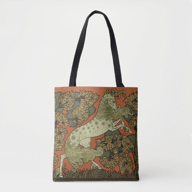 Bolso De Tela Artes y Oficios Medievales de Caballo Art Nouveau  (Anverso)
