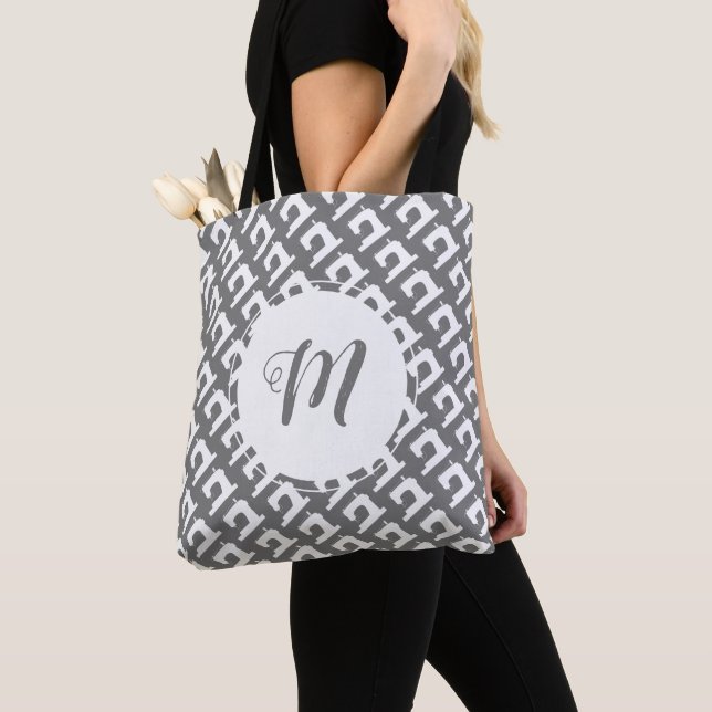 Bolso De Tela Artesanías de máquina de coser con iniciales (Detalle)