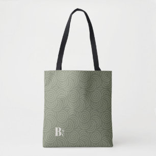 Bolso De Tela Artichoke Green ・ Monograma de círculos aleatorios