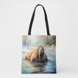 Bolso De Tela Ártico de Walrus de Acuarela