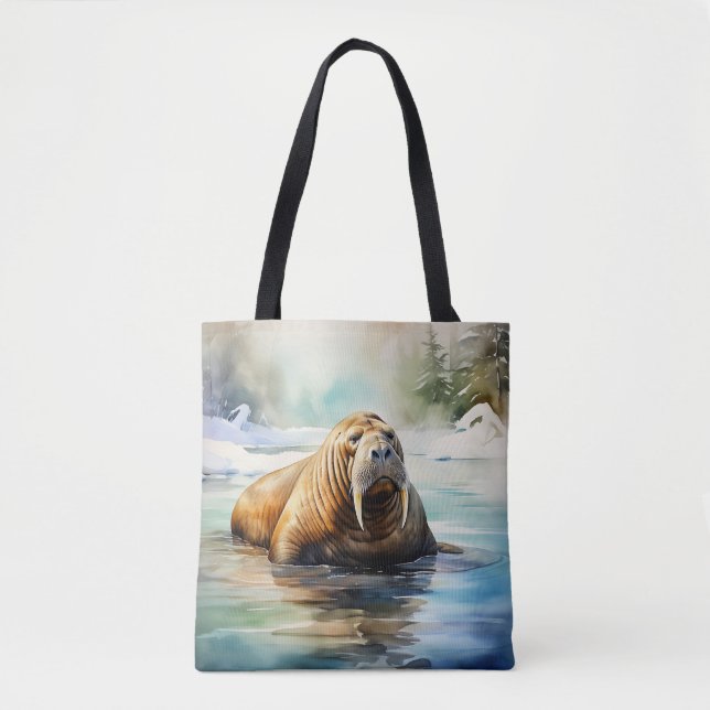Bolso De Tela Ártico de Walrus de Acuarela (Anverso)
