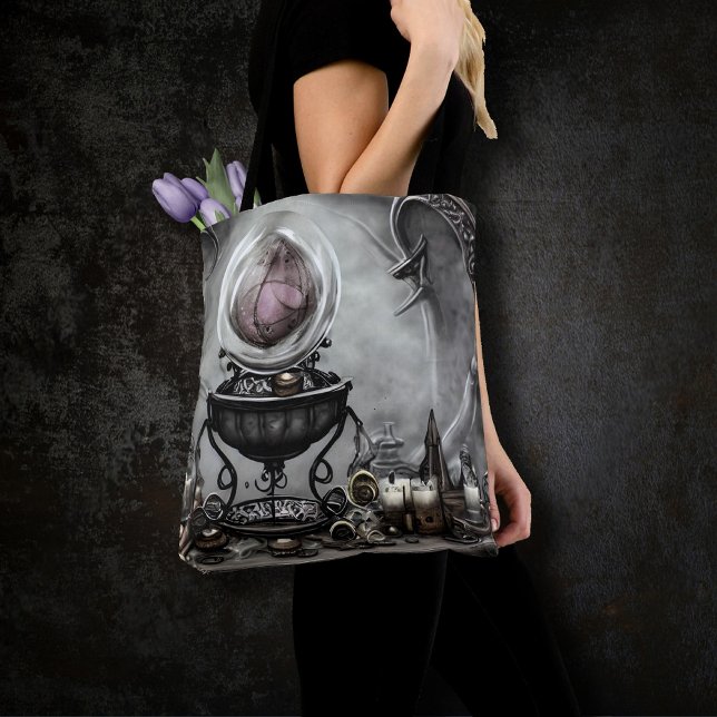 Bolso De Tela Artículos de brujería y bolas de cristal púrpura (Subido por el creador)