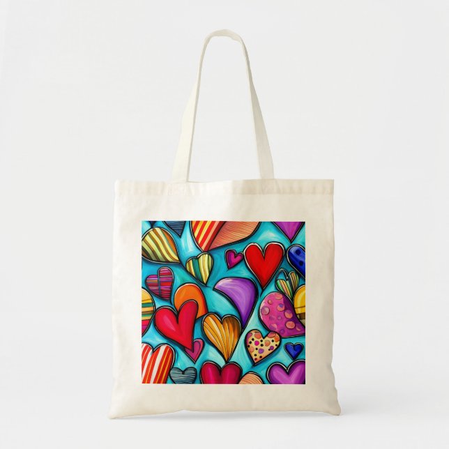 Bolso De Tela Artista con corazones vibrantes (Frente)