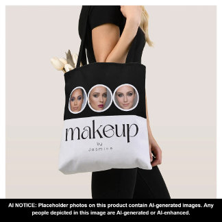 Bolso De Tela Artista de Maquillaje en Blanco y Negro 3 Fotos Pr
