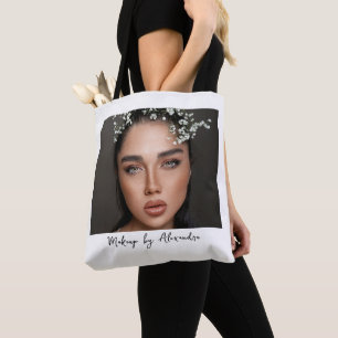 Bolso De Tela Artista de Maquillaje Moderno Foto Letra Elegante