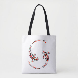 Bolso De Tela Artista de pescado Koi japonés negro y rojo