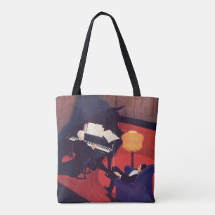 Bolso De Tela Artista de piano de salón de música Art Deco vinta
