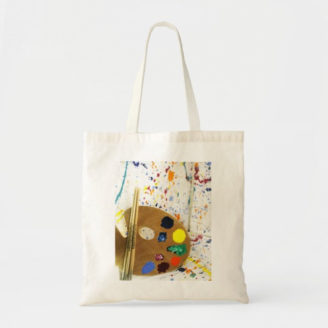 Bolso De Tela Artistas pintan paleta y paleta de pintura (Frente)