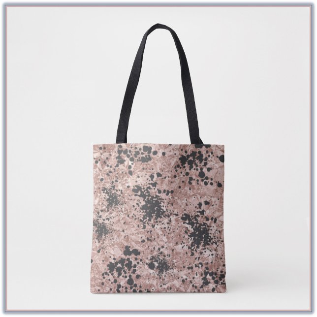 Bolso De Tela Artsy Black Paint Splatter Purple Beige Diseño (Subido por el creador)
