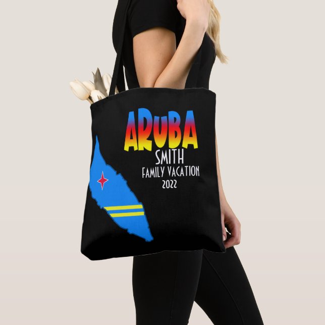 Bolso De Tela Aruba Map Mating Group Vacation Cruise Caribe (Detalle)