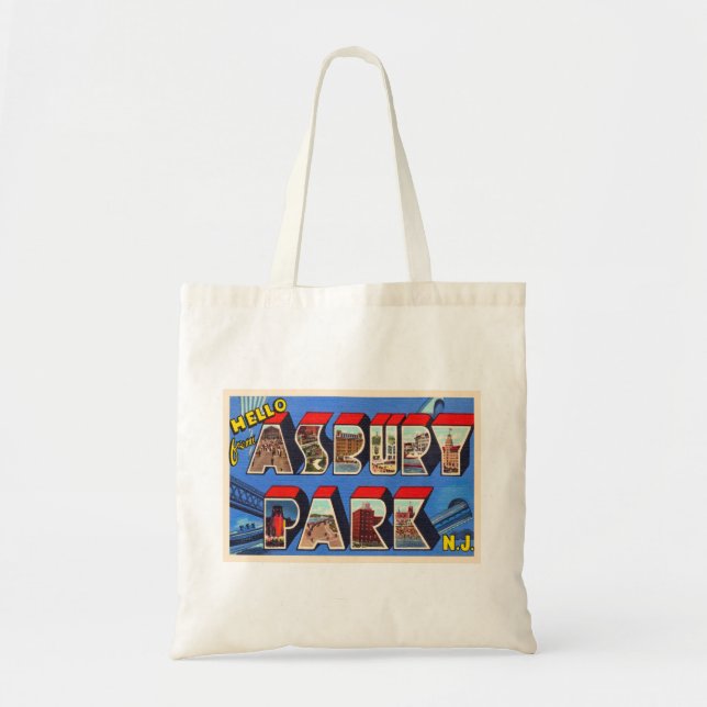 Bolso De Tela Asbury Park New Jersey NJ Carta grande postal (Frente)