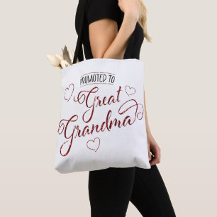 Bolso De Tela Ascendido a bisabuela brillo falso con corazones