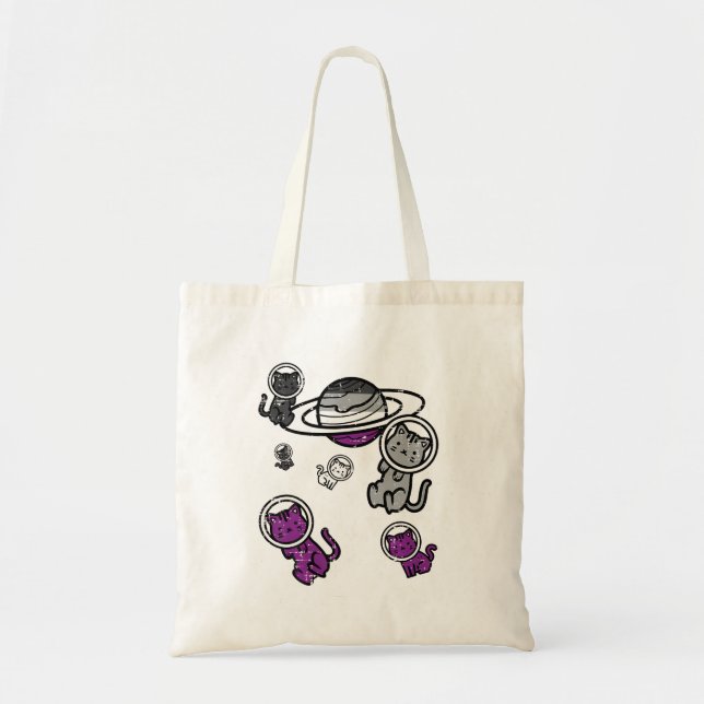 Bolso De Tela Asexual Gatos Planeta Bandera Orgullo Lgbt Espacio (Frente)
