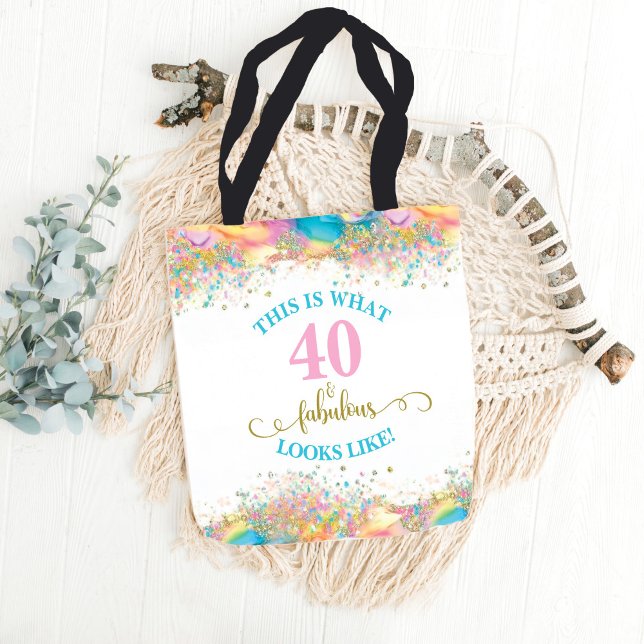 Bolso De Tela Así es como se ven 40 y fabuloso (Forty and Fabulous Tote Bag for 40th Birthday party or Gift)