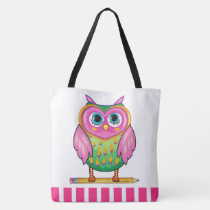 Bolso De Tela Así que Tote de búho lindo - Ver hacia atrás