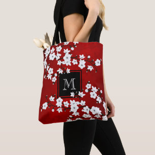 Bolso De Tela Asia Floral Red White Cherry Blossom Monograma