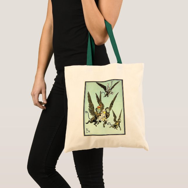 Bolso De Tela Asistente de cosecha de oro, monos voladores con d (Anverso (producto))