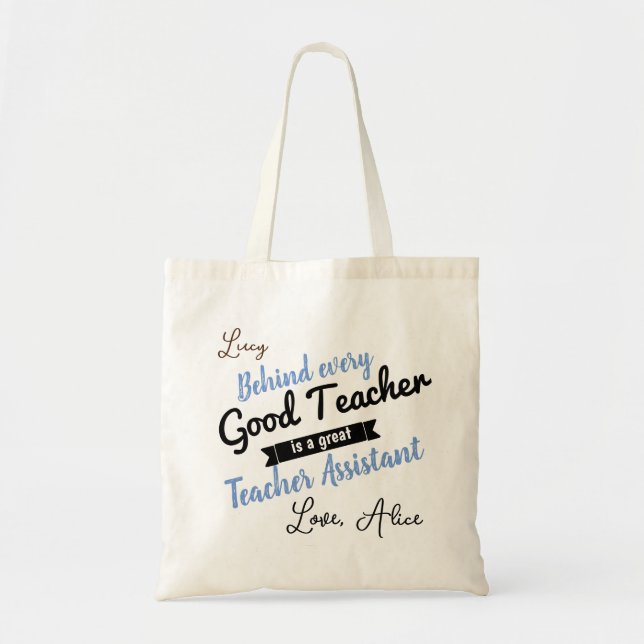 Bolso De Tela asistente de enseñanza preescolar personalizado (Frente)