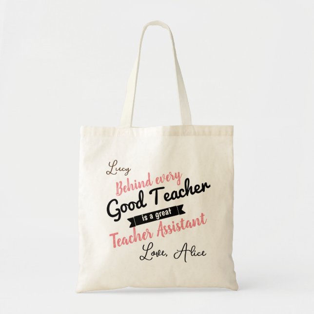 Bolso De Tela asistente de enseñanza preescolar verde azulado pe (Frente)