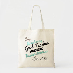 Bolso De Tela asistente de enseñanza preescolar verde azulado pe