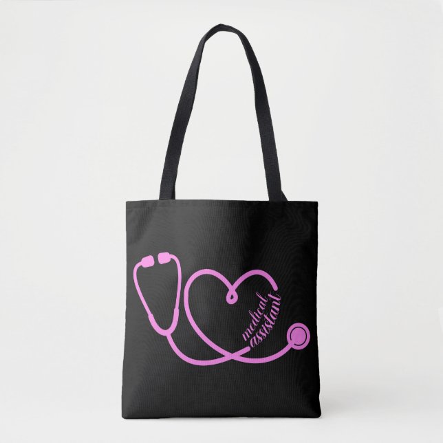 Bolso De Tela Asistente médico Stethoscope Rosa (Anverso)
