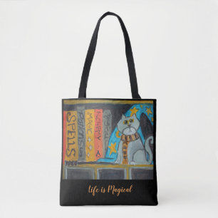 Bolso De Tela Asistente para arte popular Gato Académico de dive
