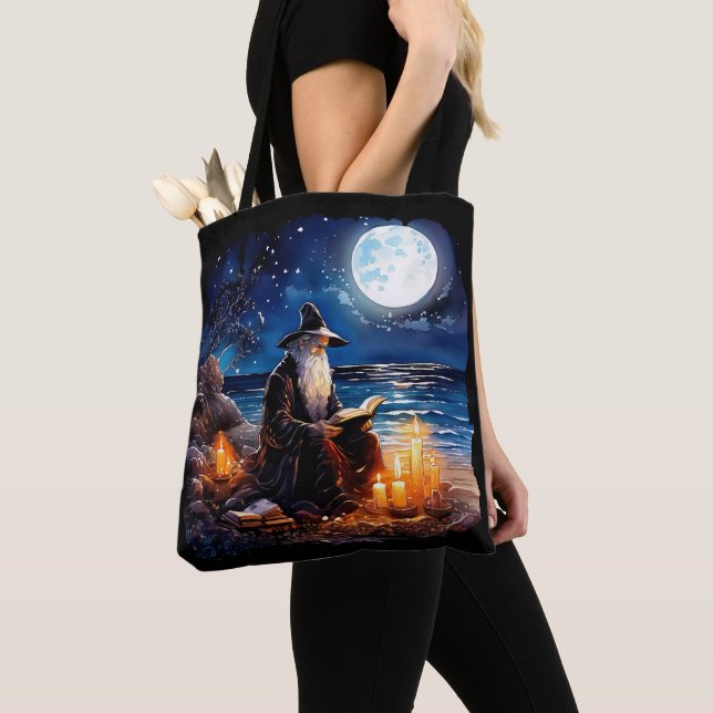 Bolso De Tela Asistente para leer un libro - Wicca Halloween 1 (Detalle)