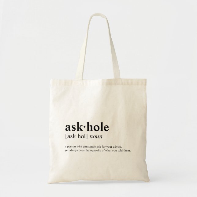 Bolso De Tela Askhole - significado del diccionario (Frente)