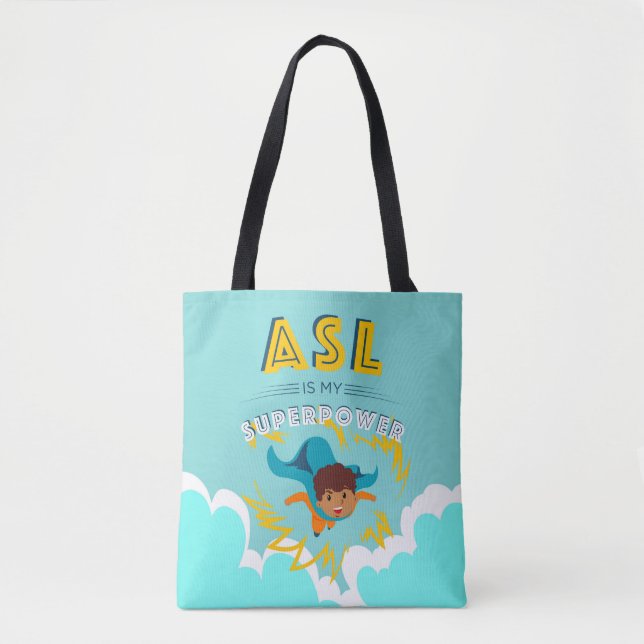 Bolso De Tela ASL es mi superpotencia (Anverso)