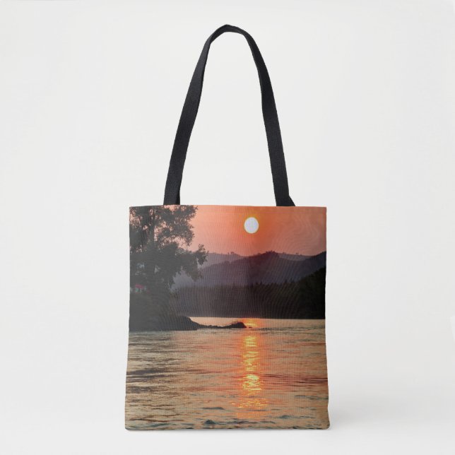 Bolso De Tela Asombroso amanecer por foto del río Katun (Anverso)