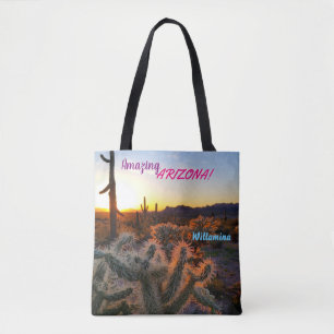 Bolso De Tela Asombroso Arizona / Sunset / Saguaro Cactus