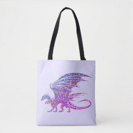 Bolso De Tela Asombroso Dragón Mosaico Acento Púrpura