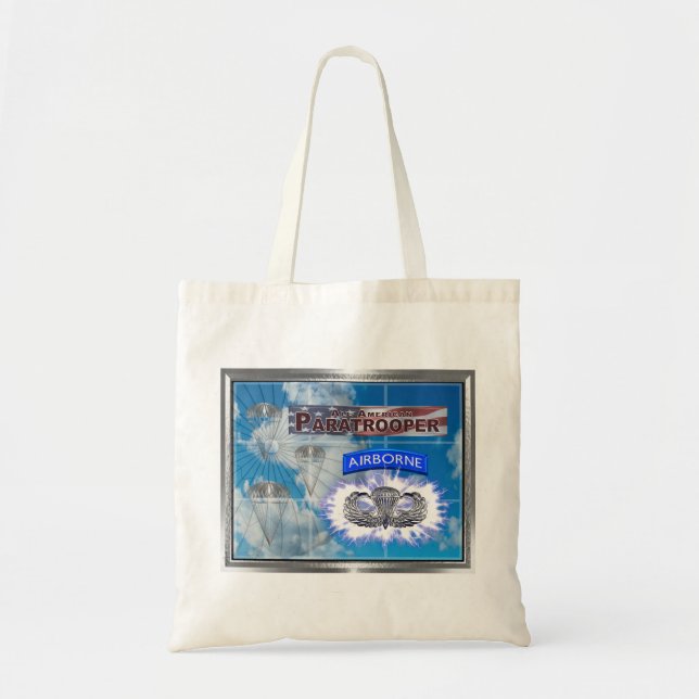 Bolso De Tela Asombroso paracaidista y bandera estadounidense (Frente)