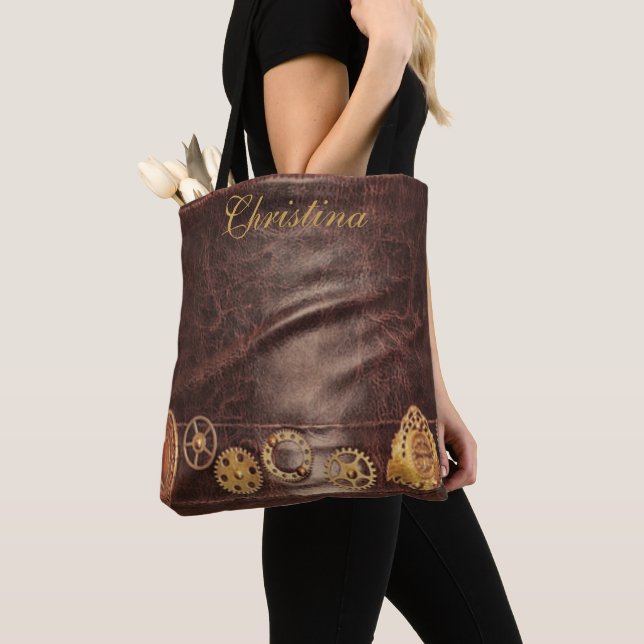 Bolso De Tela Aspecto de cuero vintage personalizado (Detalle)
