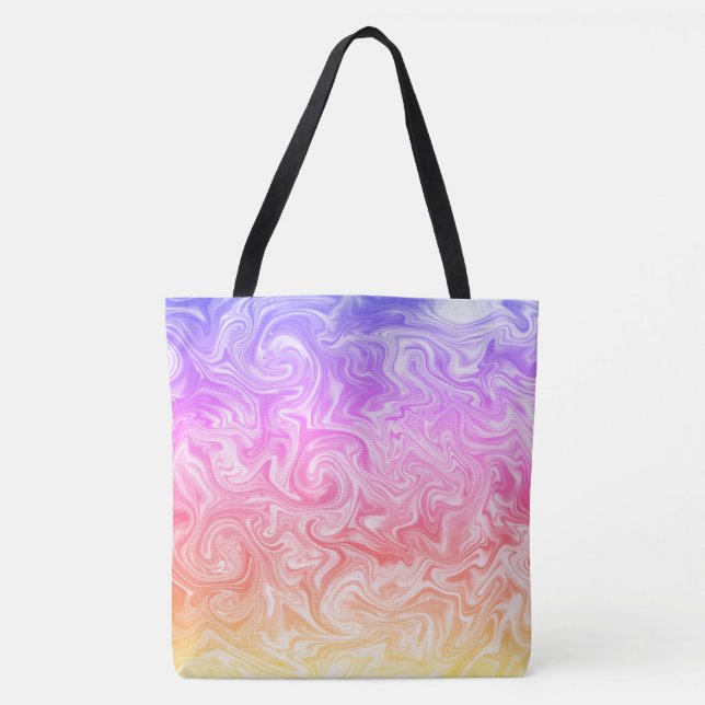 Bolso De Tela Aspecto De Mármol Satinado Amarillo Rosa Púrpura (Anverso)