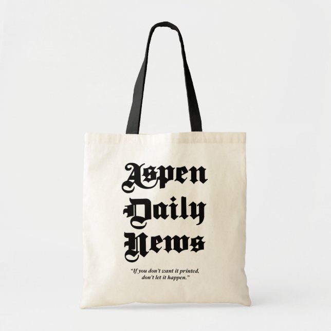 Bolso De Tela Aspen Daily News Canvas Tote Bag con Mano Negra (Frente)