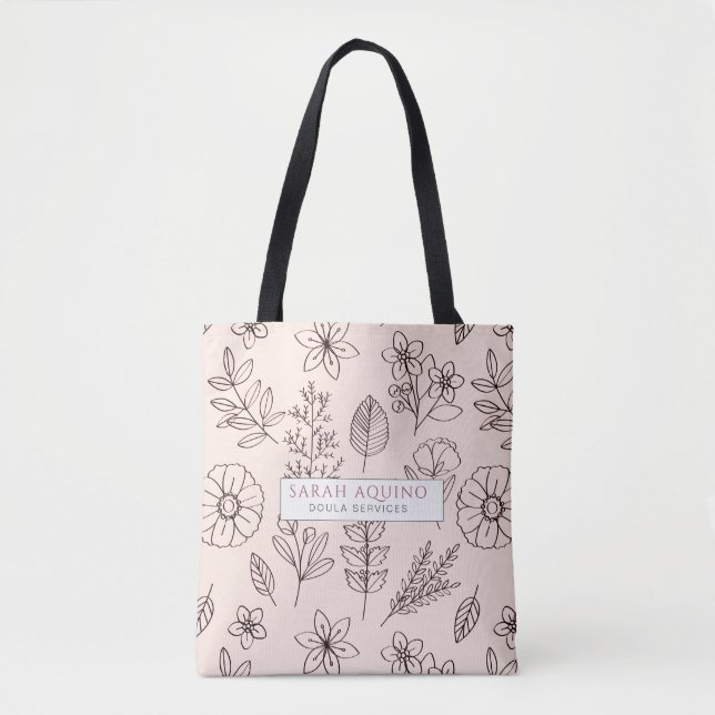 Bolso De Tela Aspiración De Floral Rosa O Partera (Anverso)