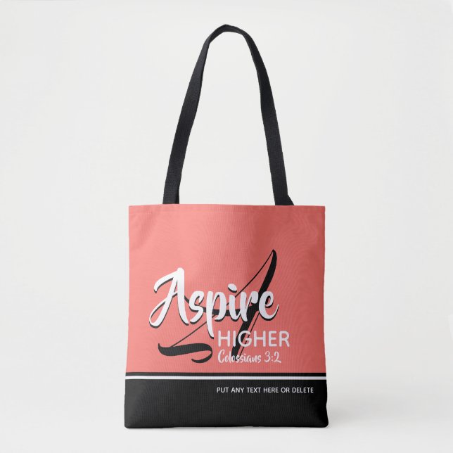 Bolso De Tela ASPIRE HIGHER CORAL cristiano Inspirador (Anverso)