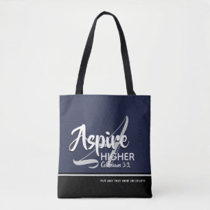 Bolso De Tela ASPIRE HIGHER Inspirador Christian NAVY