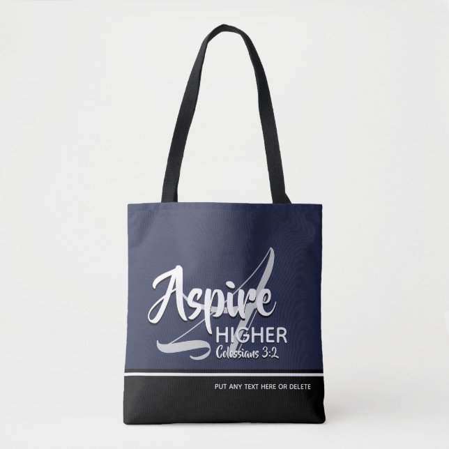 Bolso De Tela ASPIRE HIGHER Inspirador Christian NAVY (Anverso)